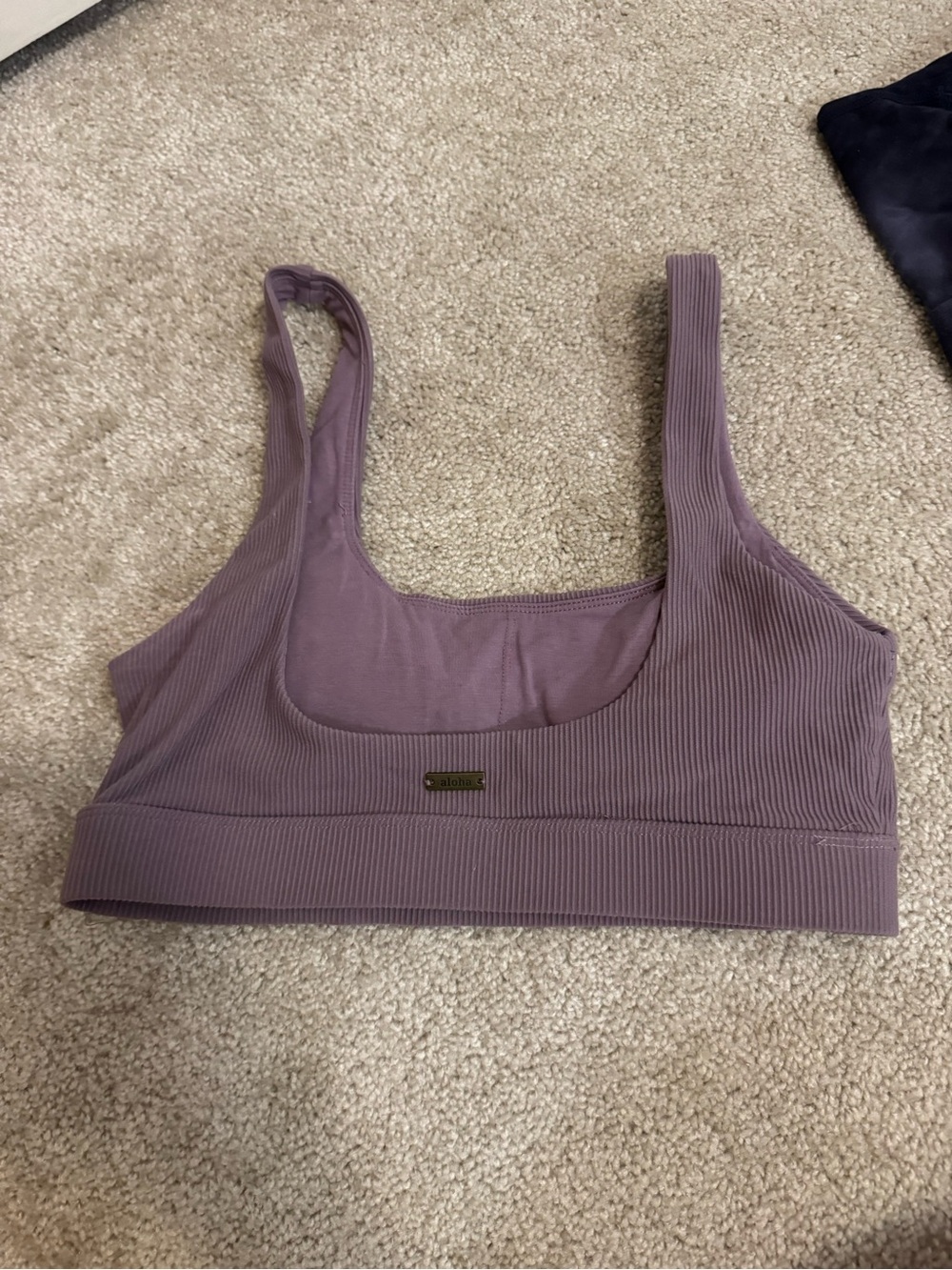 Love Fitness Ribbed Scoop Neck Bralette in Dusty Mauve - Picture 2 of 3